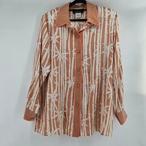 Vtg Bob Mackie Wearable Art Silk Shirt Top Blouse Large Retro Office Maximalist